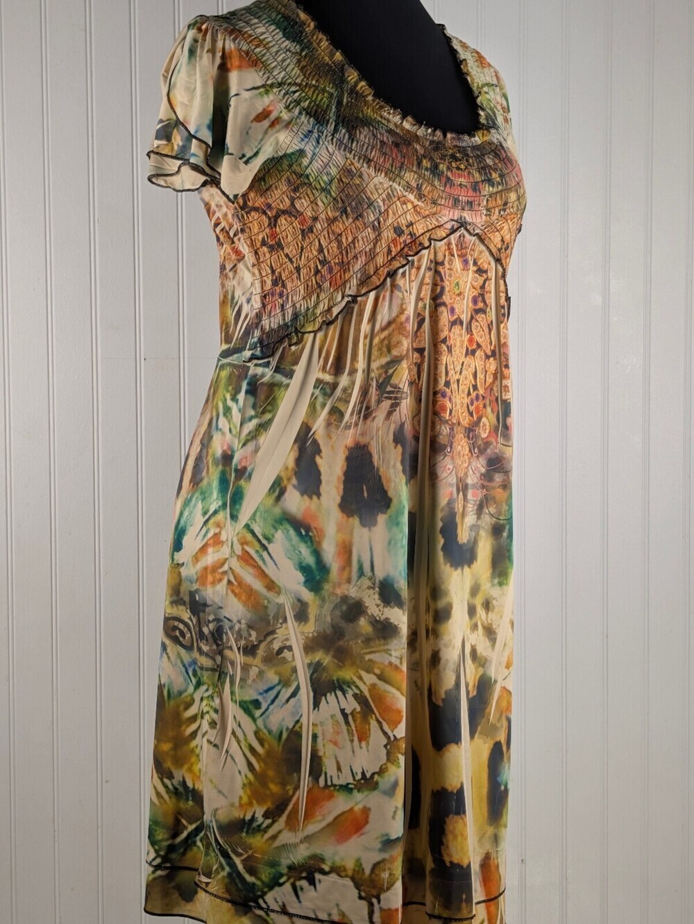 Unity World Wear Patterned Short Sleeve Dress Size Large - Picture 3 of 9